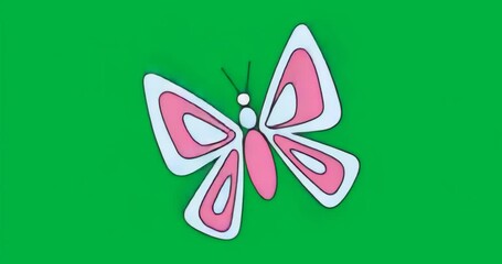 Wall Mural - static noise flickering causing pulsing glow around pink-white butterfly on transparent background