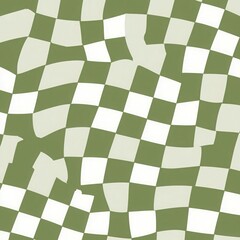 Wall Mural - Trendy Seamless Checkerboard Pattern in Soft Green and White Tones