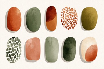 Wall Mural - Abstract Organic Shapes in Earthy Tones Isolated on Light Background