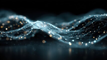 Canvas Print - glowing blue plexus network with data points and background effects