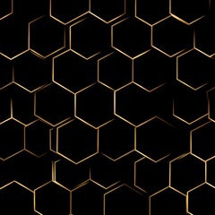 Wall Mural - simple geometric seamless honeycomb pattern in gold and black design