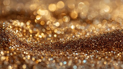 Canvas Print - Sparkling Golden Macro Close-Up Shot of Glittering Particles