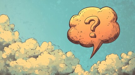 Wall Mural - A question mark is prominently featured inside a comic book style speech bubble against a textured background