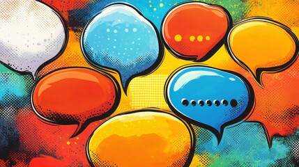 Wall Mural - Colorful speech bubble pattern. Comic book pop art style
