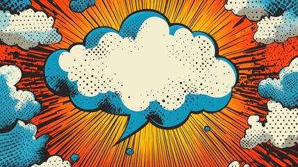 Wall Mural - A vibrant collection of colorful speech bubbles in a comic book pop art style, showcasing various sizes and shapes on a contrasting background, perfect for creative design projects