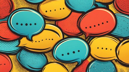 Wall Mural - Colorful speech bubble pattern. Comic book pop art style