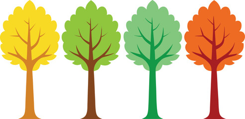 Four seasons tree collection vector illustration scalable graphic design elements