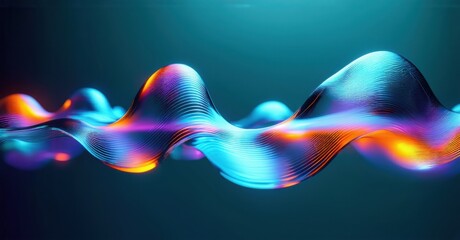 Wall Mural - abstract fluid waves, vibrant colors, dynamic form. smooth curves, digital rendering, modern aesthet