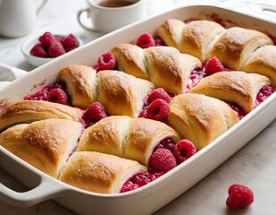 Wall Mural - raspberry and cream crescent rolls casserole in a dish