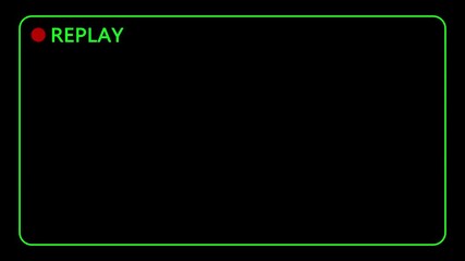 Video Camera Replay Screen Animation on black Screen Background in 4k, Cinematic VHS Vertical Replay Overlay for Video Editing and Film Effects