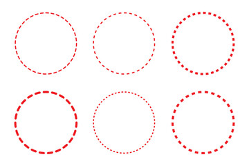 Wall Mural - Round dotted circle set, dotted line circle frame, circle shapes with and dots and dashed lines