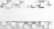 © Muhamad - White Cubes 3D Render Abstract Geometric Background with Empty Copy Space