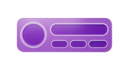 Purple ui element with buttons and oval shape isolated on transparent background