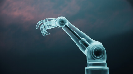 Robotic arm technology automation artificial intelligence engineering design innovation future tech drawing