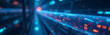 © Maria - data stream flows sleek futuristic pipeline illuminated soft blue ambient light shallow depth field