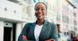 © peopleimages.com - Portrait, business and black woman with confidence in city as real estate lawyer, about us or pride. African professional, smile or arms crossed outdoor, legal advisor or property attorney in Nigeria
