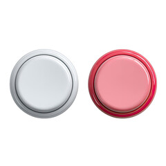Two round buttons, one white, one pink