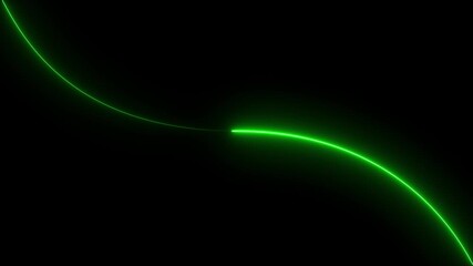Wall Mural - A mesmerizing dance of green light gracefully curves across a stark black canvas, evoking a sense of futuristic elegance and technological sophistication, creating a visually captivating spectacle