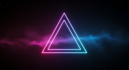 Neon triangle with cosmic background