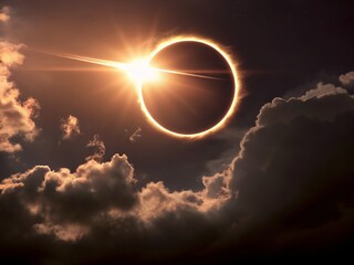 Wall Mural - This AI-generated image portrays a solar eclipse, a celestial event where the moon passes between the sun and Earth.