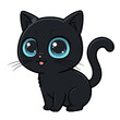 © chalindu - Cartoon Black Cat with Big Blue Eyes Perfect for Halloween Pet and Cute Scary Art
