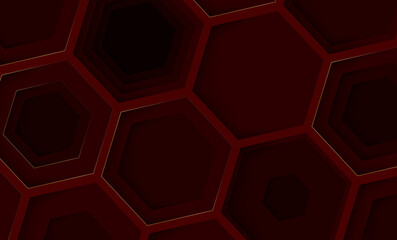 Wall Mural - abstract red background with 3d hexagon honeycomb pattern design vector illustration