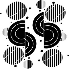 An abstract vector background with circles and a grunge texture features a black and white abstract background
