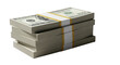 © MdKaziRafiqul - A tall stack of crisp us one hundred dollar bills bound with paper bands isolated on transparent background