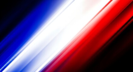 Canvas Print - Diagonal Stripes of Red White and Blue Light Streaks Abstract background