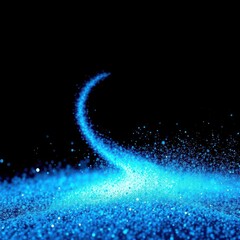 Wall Mural - Abstract swirling blue glitter, cosmic dust effect on black backdrop, abstract, nebula
