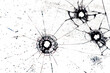 © kichigin19 - bullet marks on glass on a white background, cracks and holes from shots on broken glass, for texture overlay