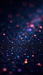 Wall Mural - Black backdrop scattered with iridescent glitter, resembling a starry night , sparkling, glitter effect, visual