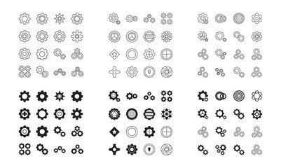 Gear and settings icons set