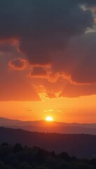 Wall Mural - Dark golden brown gradient sky, muted autumn sunset , moody, autumn, gold