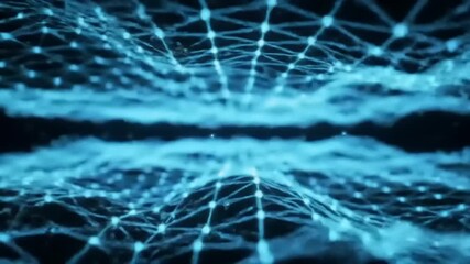 Abstract glowing blue digital plexus network with nodes and connections, representing futuristic technology and data, high-quality 4K background