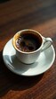 © tpadobestock - Espresso in small cup, dark coffee stain on saucer, food photography, visual, drip