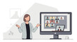 © Panglima - Concept of remote work with a female speaker leading a virtual team meeting online, illustrating digital collaboration and communication