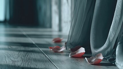  Soft light, rose petals, draped fabric