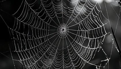 Delicate spiderweb, morning dew