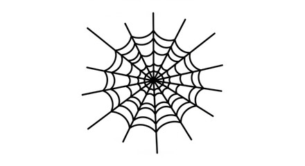 A spider web, showcasing its intricate design and delicate threads in a minimalist, monochrome style