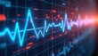 © Pete - Digital graph shows healthcare data analytics with pulsing heartbeat line. Blue, red charts signify scientific research, medical progress, AI in patient care. Technology drives health innovations,