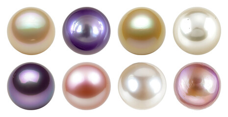 Wall Mural - PNG Colorful, lustrous pearls, elegant variety, element set on transparent background