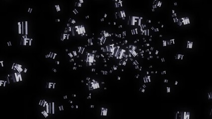 Non-fungible token business symbol rain fall loop. Abstract 3d golden metal rotated icon seamless and loopable falling animation.