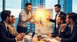 © theo - Creative collaborative brainstorm session results in a bright idea in the workplace