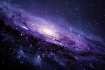 Wall Mural - vibrant cosmic display showcasing a swirling purple galaxy surrounded by twinkling stars in the vast