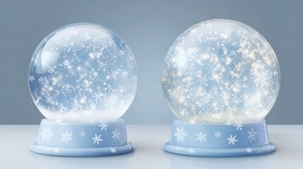 Wall Mural - Blank snow globe template with snowy winter background, festive vector christmas and new year design element for holiday decorations, greeting cards, seasonal invitations, and creative winter artwork 
