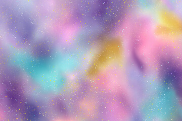 Wall Mural - A seamless pattern of colorful galaxies, with pastel rainbow colors