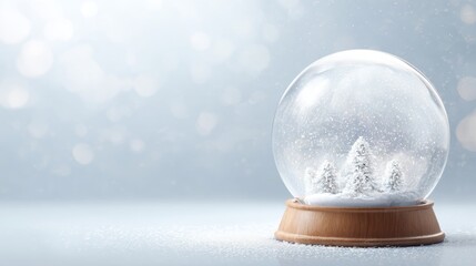 Wall Mural - Empty snow globe on white background for winter and christmas design projects, festive seasonal decoration element for holiday mockups, creative crafts, and winter-themed illustrations