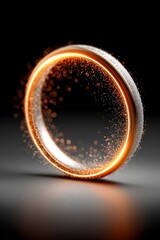 Canvas Print - elegant abstract golden ring emitting glowing orange light surrounded by glittering sparkles