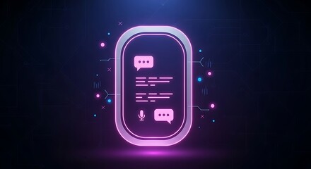 Futuristic Communication Interface with Neon Glow on Dark Digital Backdrop